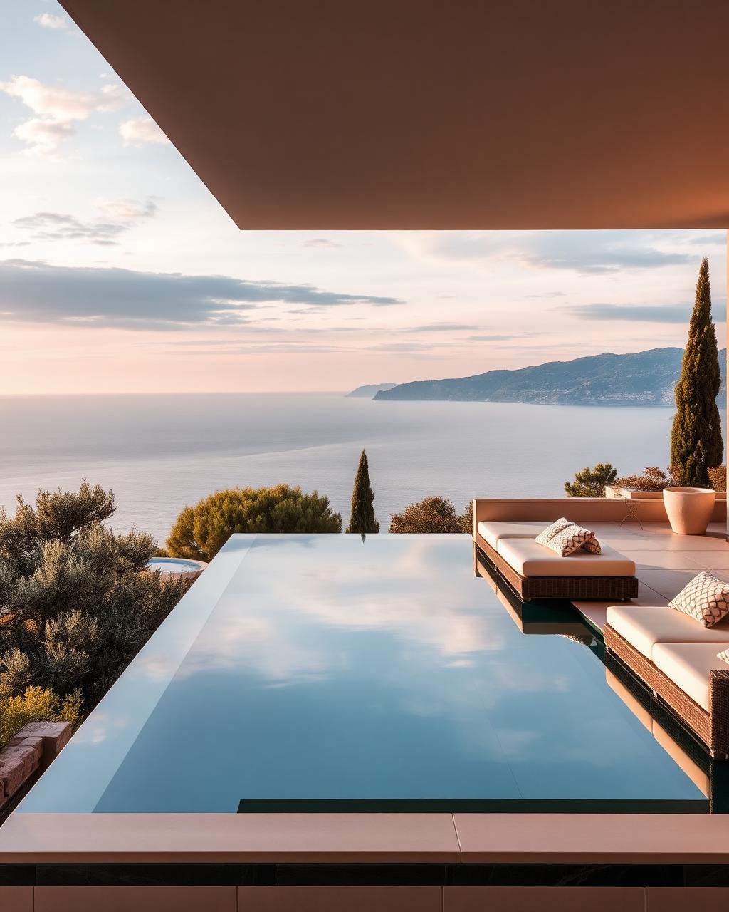 Villa avec piscine à débordement face à la Méditerranée