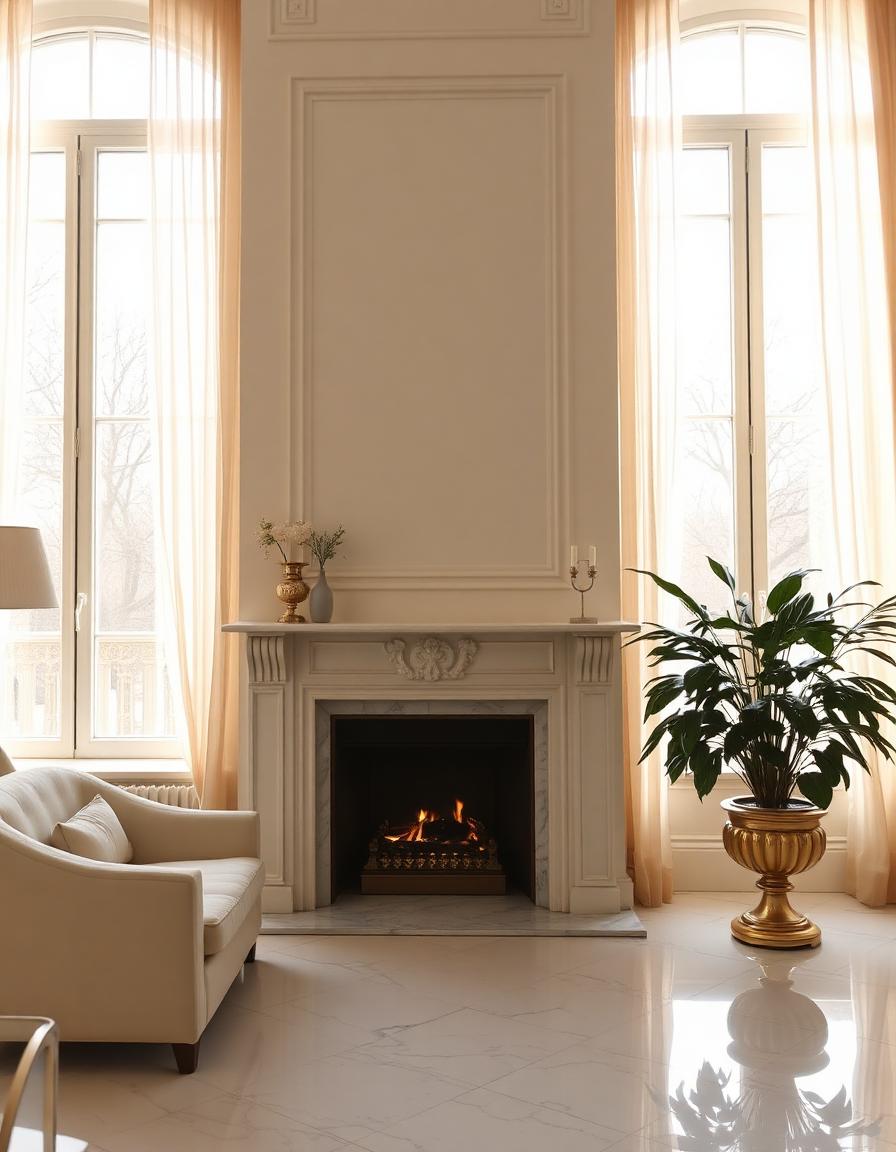 Cheminée en marbre dans un appartement élégant géré par Be My Host